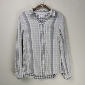 Banana Republic Plaid Gray Boyfriend Button down